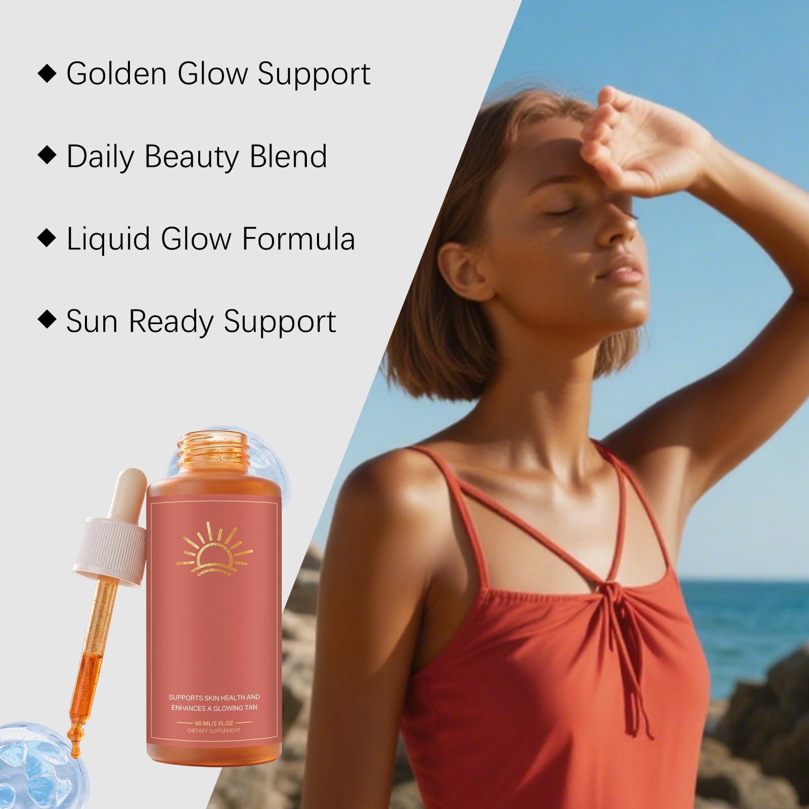 Natural Tanning Drops, un siero autoabbronzante per viso e corpo che dona una radiosa tonalità bronzea; adatto a tutti i tipi di pelle.