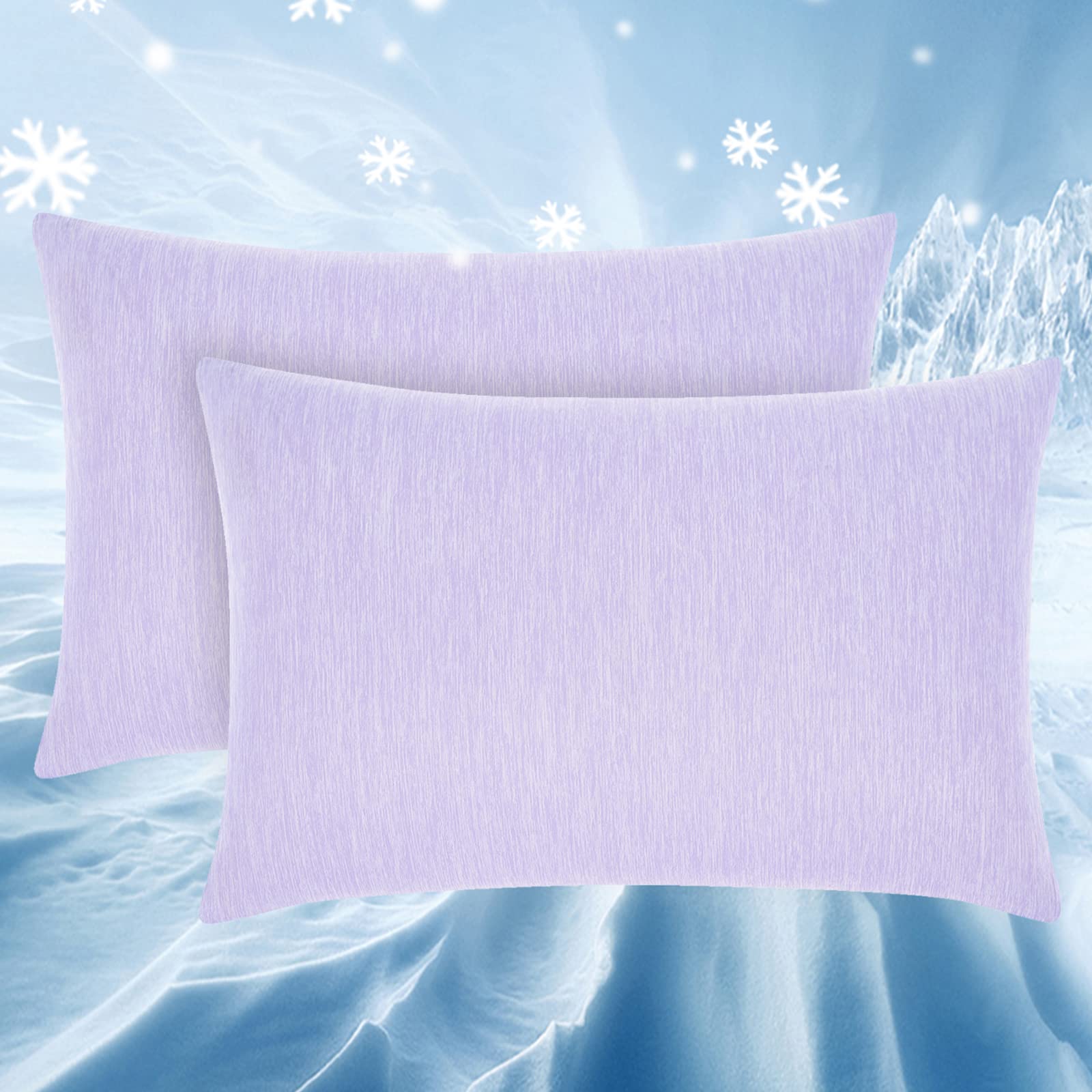 Topcee Cooling Pillow Cases, 2 Packs King Size Arc-Chill Q-Max>0.5 Ultra Soft Cool Pillowcases for Hair and Skin, Breathable Cold Pillow Case for Hot Sleepers & Night Sweats (Purple 20x36)