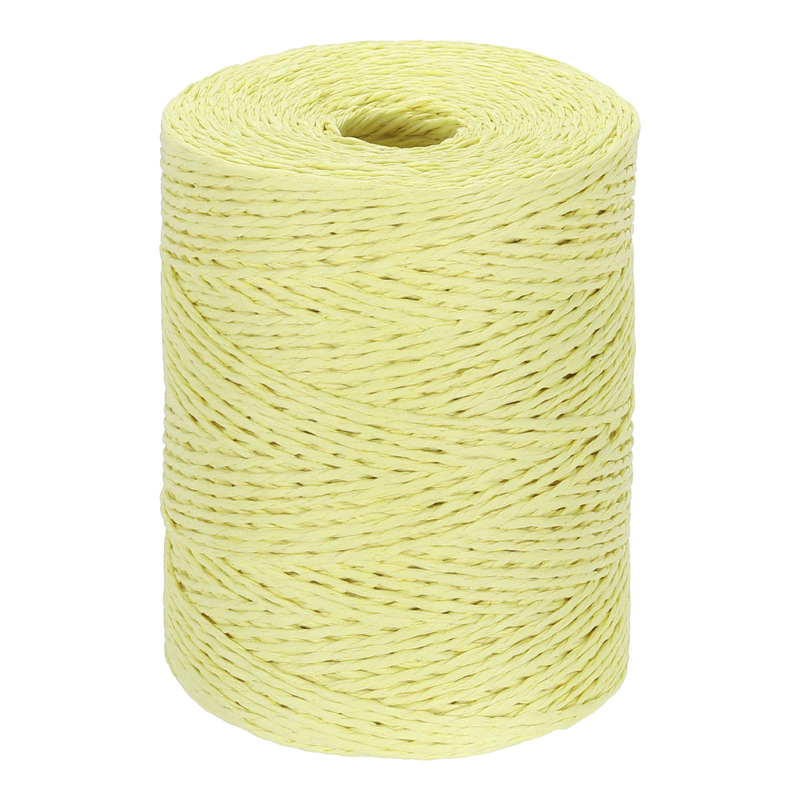 PATIKIL Natural Cotton Raffia Yarn 328 Yard, Crochet Raffia Paper Ribbon for DIY Sun Hat Beach Bag Crochet Yarn Wrapping Knitting, Grass yellow