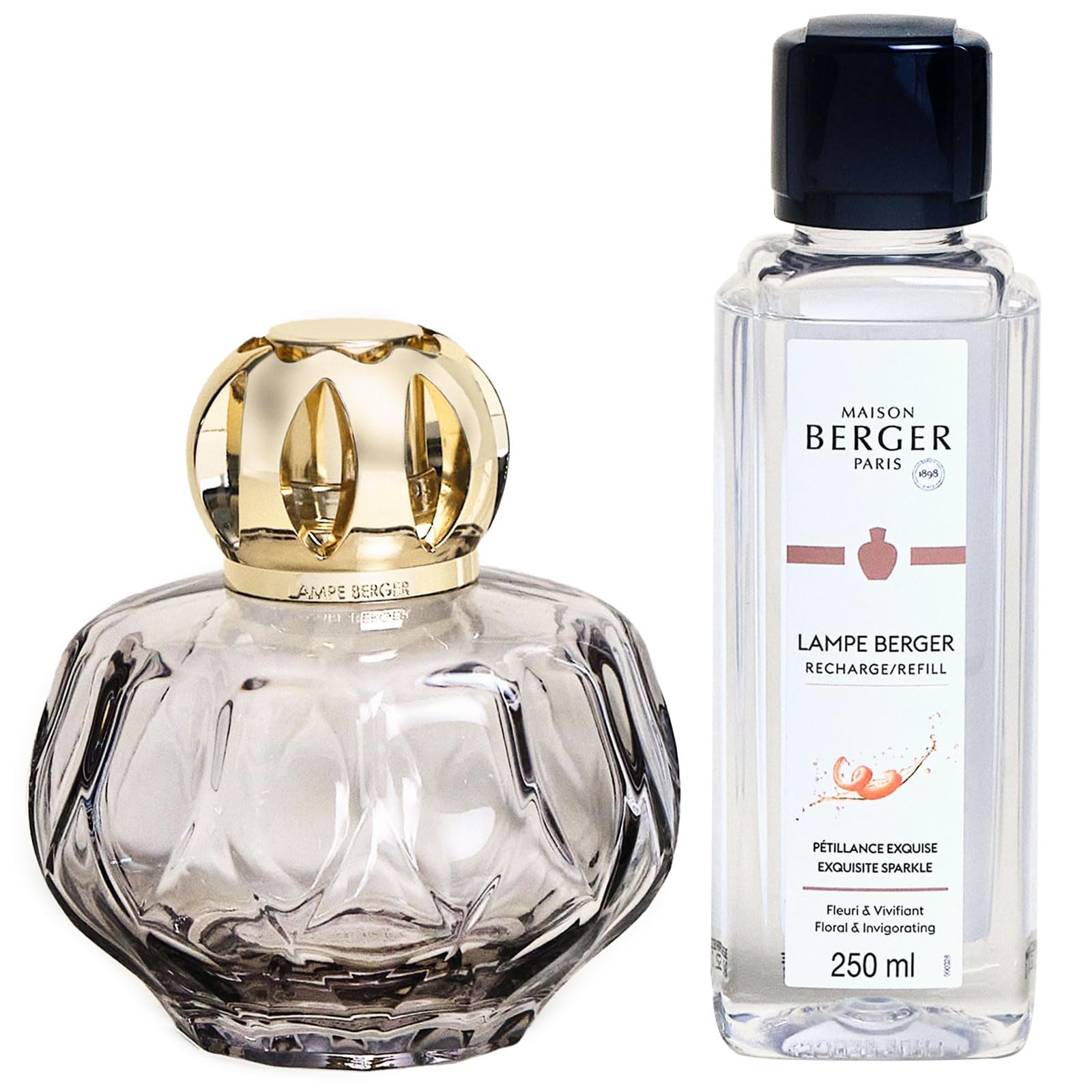 Maison Berger, Geschenkset Rosalie katalytische Lampe braun + Duftöl-Nachfüllung Pétillance exquise 250ml