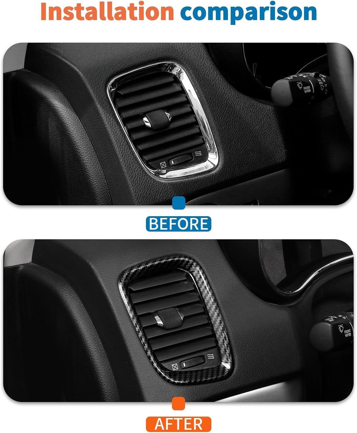 JeCar 8pcs Carbon Fiber Dash Trim Kit for 2014-2020 Dodge Durango Interior Accessories