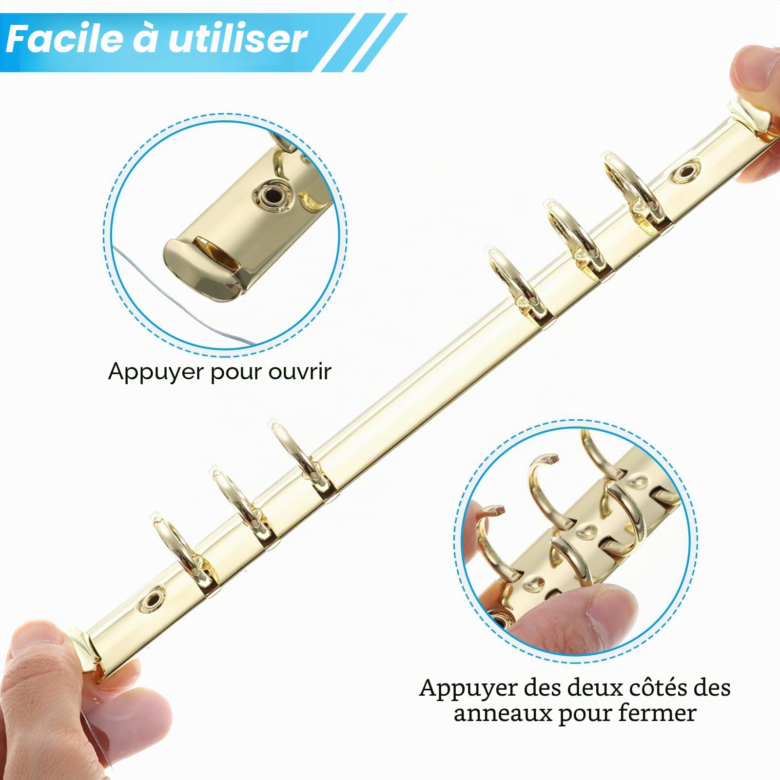 PATIKIL Couverture de Classeur Transparente A5, Protège-Cahier en Pvc Souple avec Bouton-Pression, 6 Anneaux Dorés pour Cahier de Réunion DIY, Transparent