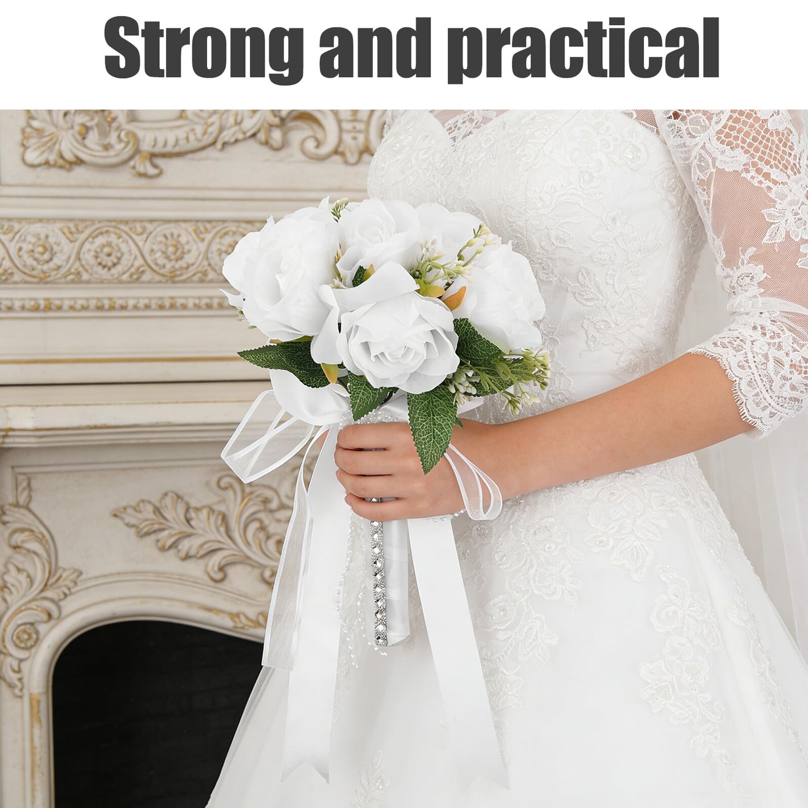 Bouquet da Sposa Artificiale Bianco, Stile Occidentale per Nozze