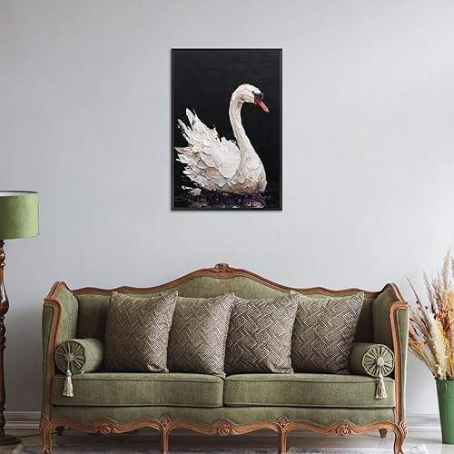 Miniatura 4 de Pósteres de lienzo retro de cisnes, diseño vintage de animales y pájaros, arte de pared, rústico, casa de campo, cisne blanco, impresiones