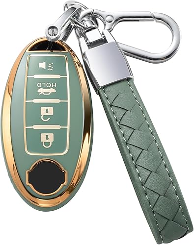 Funda para llavero de 4 botones para Nissan, Verde 4 B