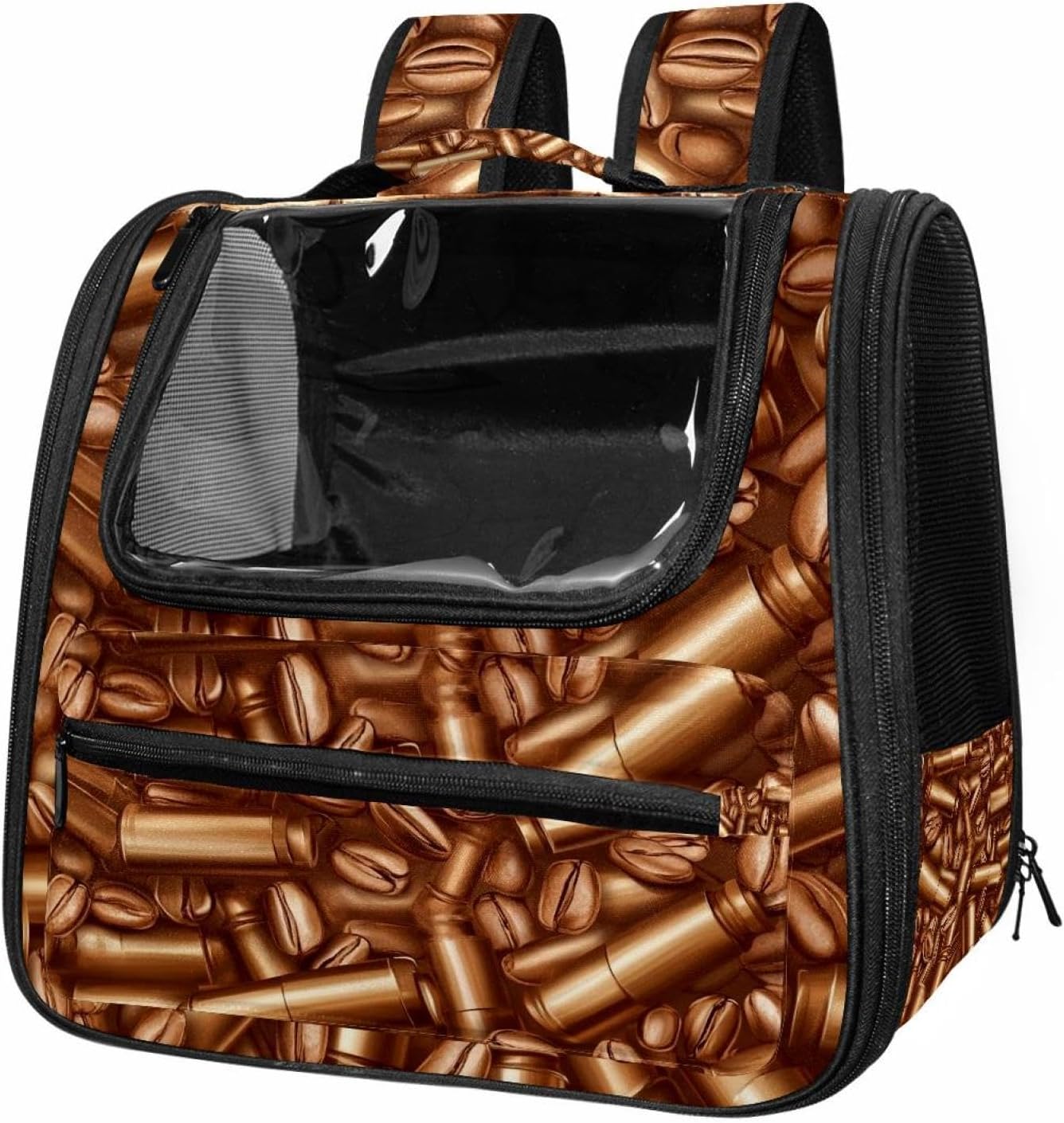 Portable Travel pet Backpack Carrier Hamster Bag Small Dog cat Carrier Breathable Hang Bag, Coffee (3)