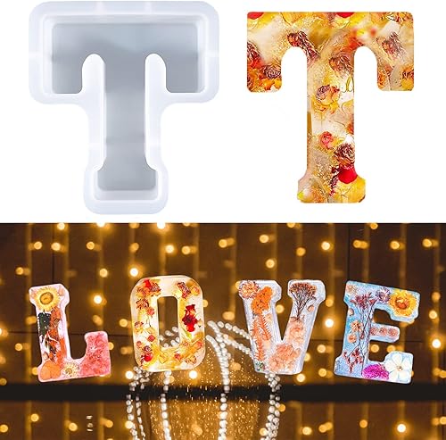 Miniatura 39 de Molde de letras grandes de 7 pulgadas para resina, 26 moldes epoxi del alfabeto en mayúsculas, molde del alfabeto grande de la A a la Z para hacer