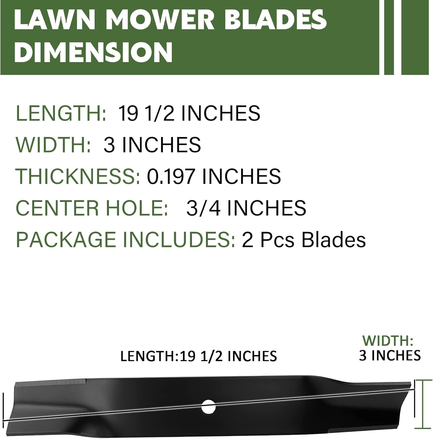 Lawn Mower High-Lift Blades Replace for John Deere 38 inch Deck AM137324 AM100945 AM100991 AM141039 AM137326 M153118 M84472 1338GS 1538H 1638HS 116 140 240 GT242 STX38 LT150 2 Pack