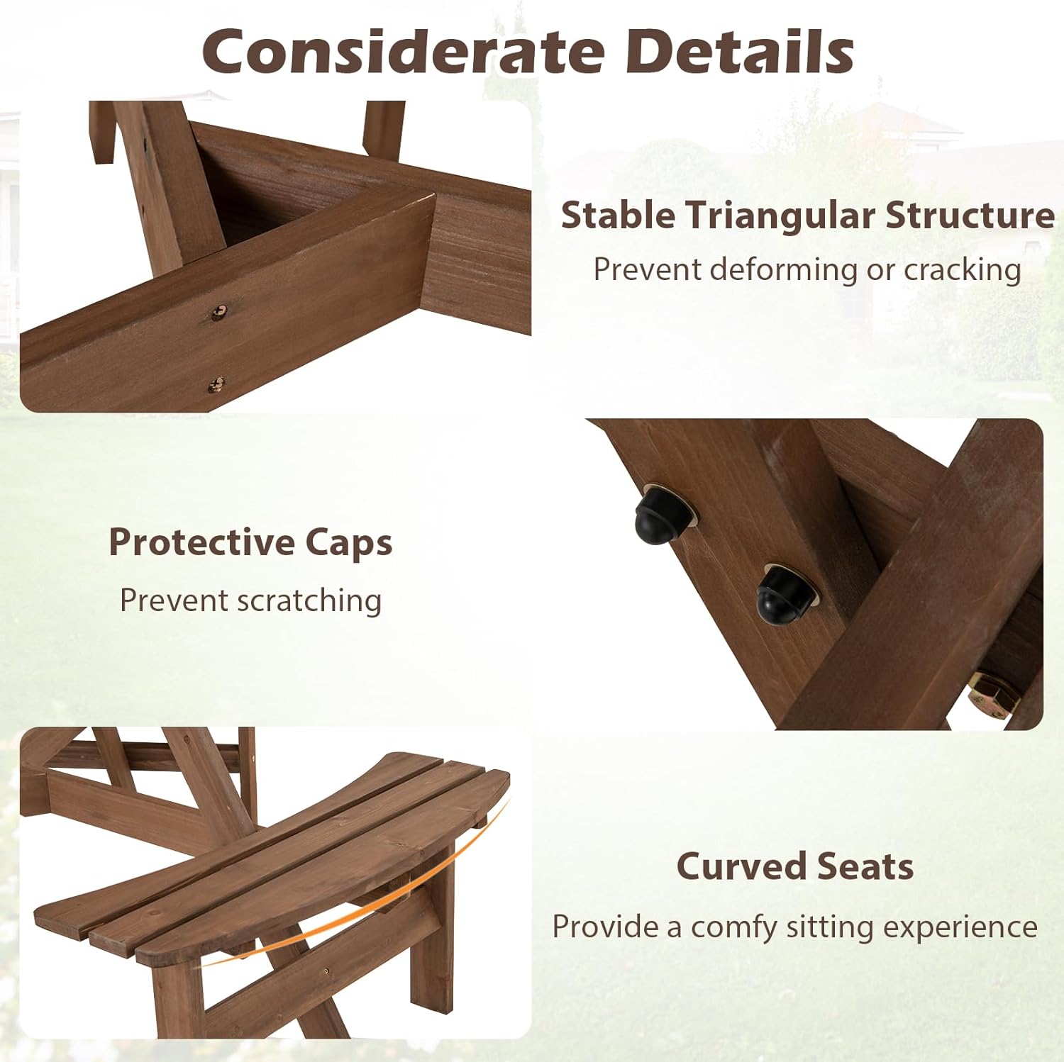 Byroce 6-Person Picnic Table for Outdoors, Wood Picnic Table Set with Benches & 2” Umbrella Hole, Heavy Duty Round Dining Table Chairs for Patio, Yard, Poolside & Garden (Brown, 62”D x 68”W x 28”H)