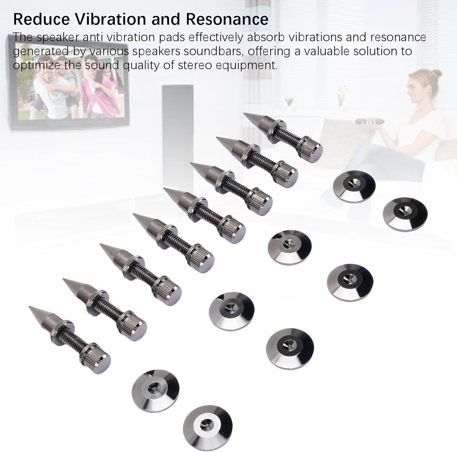 Diyeeni Speaker Spikes Floor Protectors 8 Sets, Shockproof Speaker Isolation Stand Feet for HiFi Amplifier, Subwoofer, DAC Recorder, Turntable, Cone Base Pad