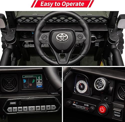 Miniatura 3 de Camión con licencia de 12 V, 7 AH, con control remoto, funciona con pilas, con suspensión de resorte, neumáticos EVA, USB, música, luces LED,