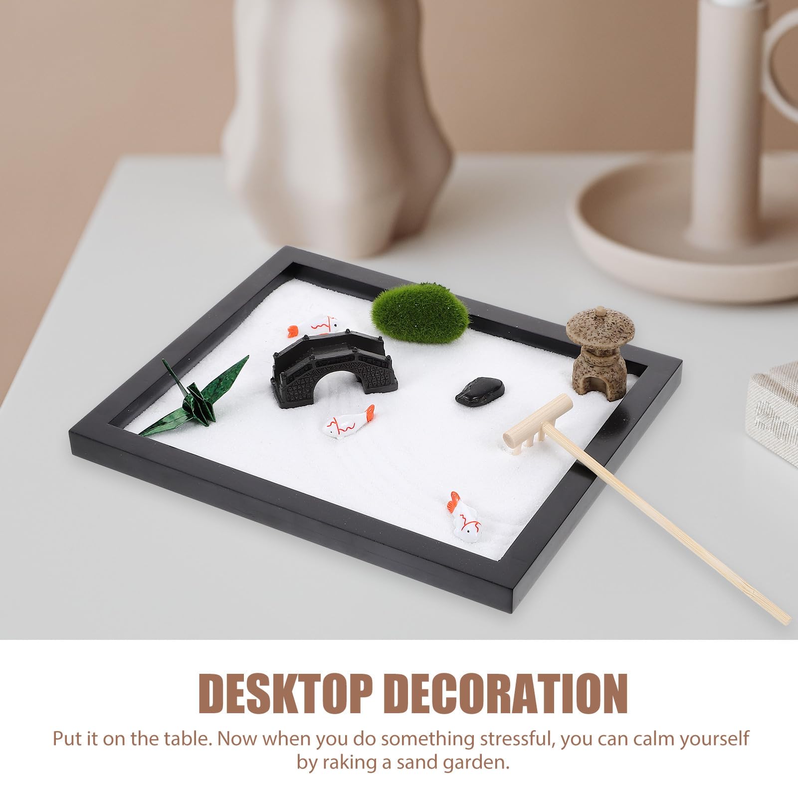 Paisaje en Miniatura de Jardín Zen de Madera para Escritorio