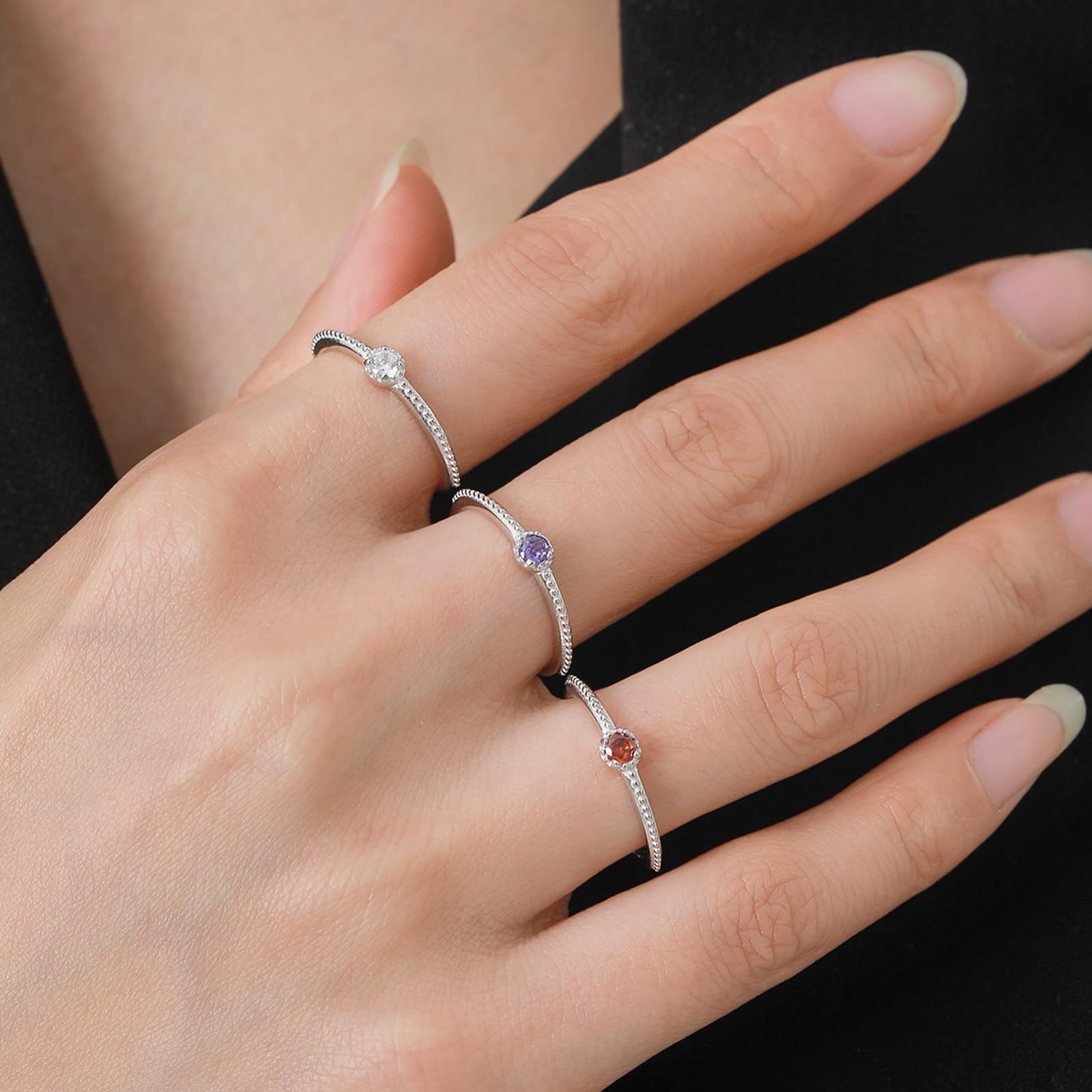 KnSam Anillo de oro auténtico de la amistad, oro blanco 9 K/14 K/18 K, anillo de apilamiento clásico con topacio azul, par de anillos Au 375/585/750, oro blanco, talla 47-65