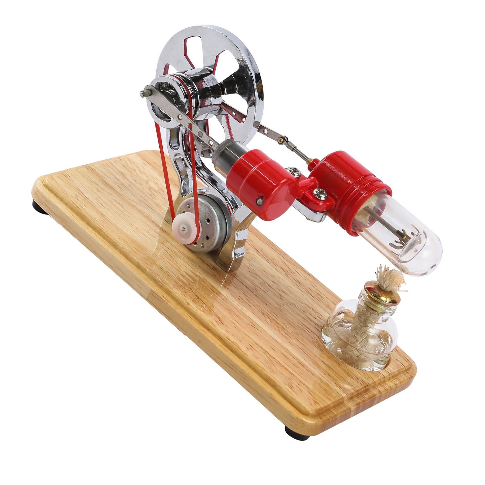 Moteur Stirling Machine à Vapeur avec Plaque de Base en Chêne et Lumières LED Kit Moteur Stirling moulé par Goutte à Goutte