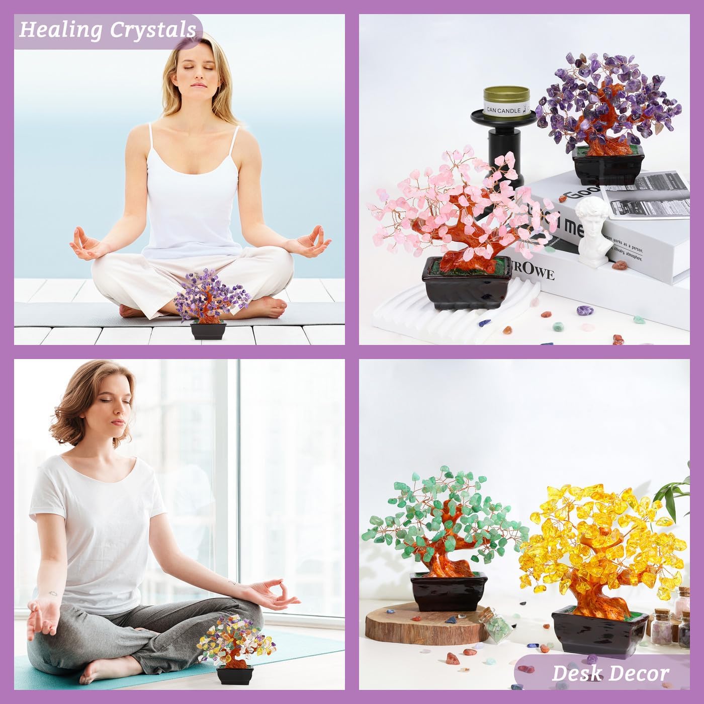 Rose Quartz Crystal Tree Cute Pink Room Home Desk Office Decor Feng Shui Knick Knacks Accessories Japanese Cheery Blossom Kwawaii Decorations Crystals Valentine Gifts for Women Office Decor - Image 5