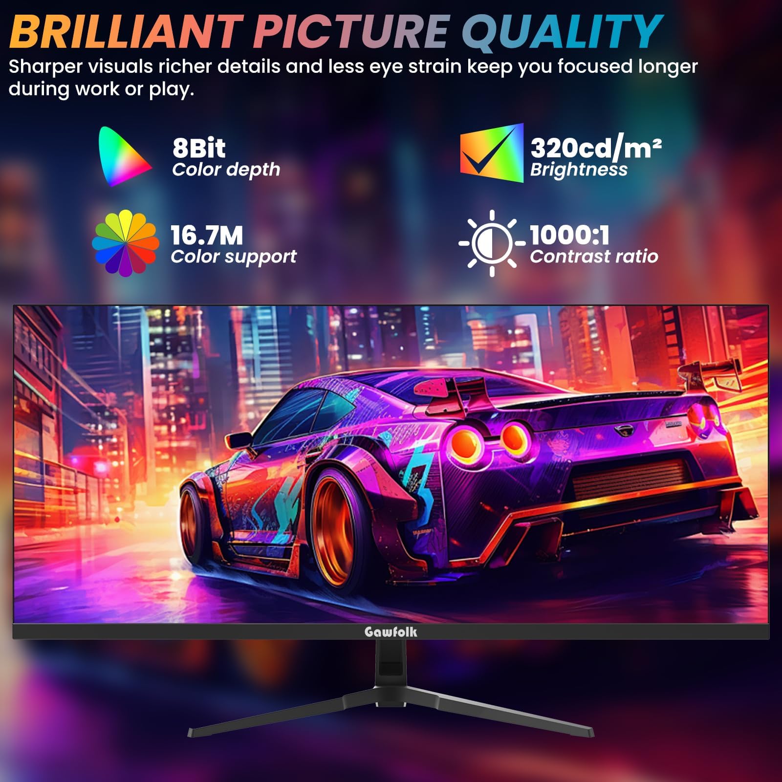 Monitor Gaming 34 Pulgadas con Altavoces Integrados, 165Hz UWQHD 3440x1440, Pantalla IPS Formato 21:9, FreeSync y G-Sync, PIP/PBP, HDMI 2.0, DP 1.4, Soporte VESA, Mira de Asistencia para Juegos