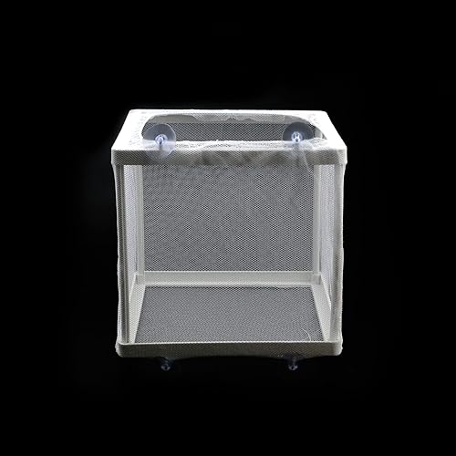 Miniatura 3 de MY MIRONEY Caja de malla para incubadora de peces de 6.3 x 5.63 x 6.22 pulgadas, caja de criador de acuarios, malla de nailon blanco, red