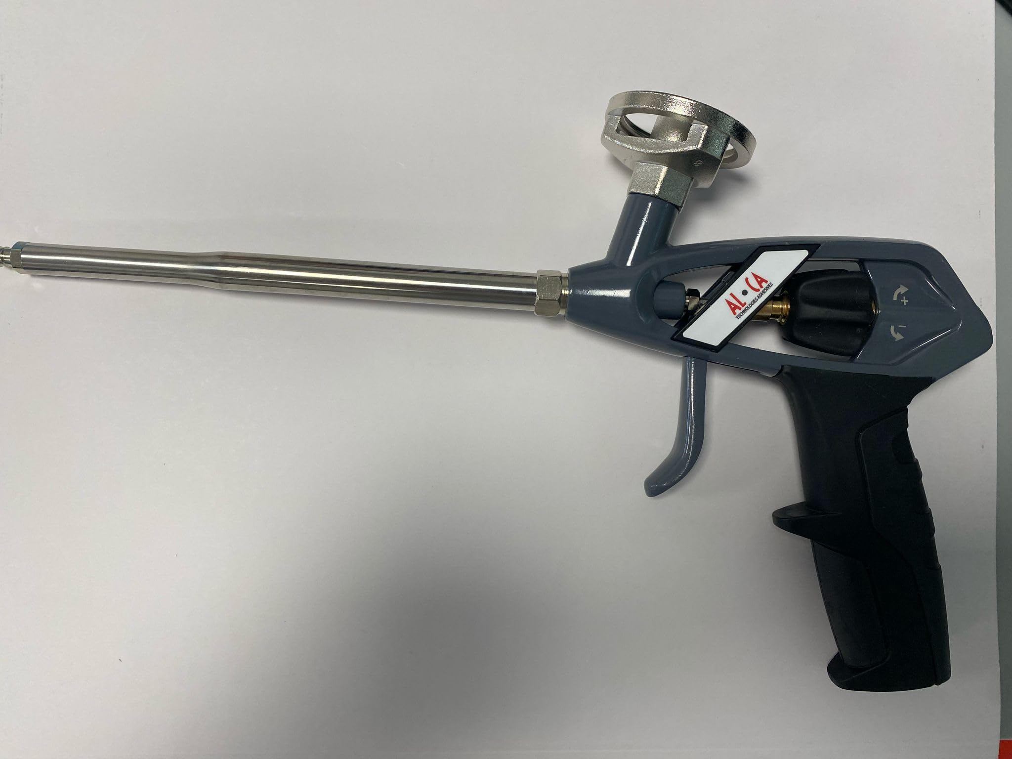 Pistola Professionale per Schiuma Poliuretanica, Impugnatura Ergonomica, Regolatore di Gettata, Struttura in Metallo e Policarbonato