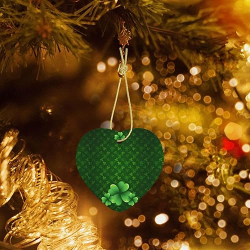 Miniatura 4 de Trébol de cuatro hojas de trébol de hojas de trébol, adornos de Navidad personalizados 2023, decoraciones de Navidad en forma de corazón, decoración