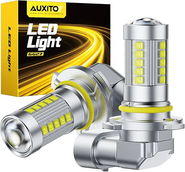AUXITO 9006 LED Fog Light Bulbs, 6500K Cool White Light, 1:1 Mini Size HB4 9006 LED Fog Light Bulbs, 360° Full Illumination(Pack of 2)