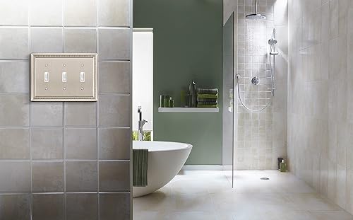 Vista 213 de Henne Bery Sunken Pearls - placa decorativa de pared para interruptor (Palanca simple, 2 unidades, níquel satinado)