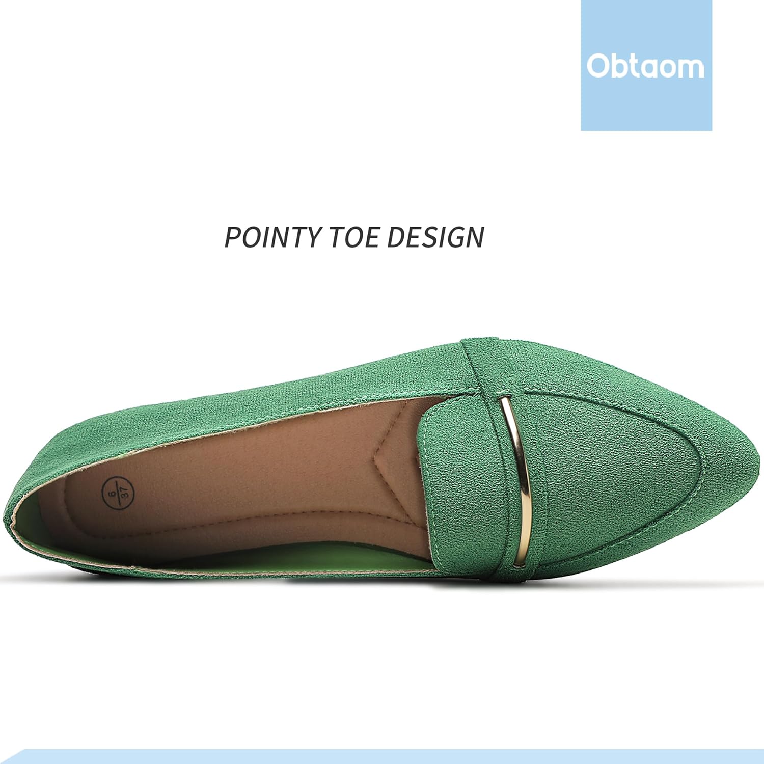 Obtaom Women's Pointy Toe Loafer Flat Comfortable Faux Suede Work Shoes,Cute Penny Loafer Slip On Ballet Flat - Image 4