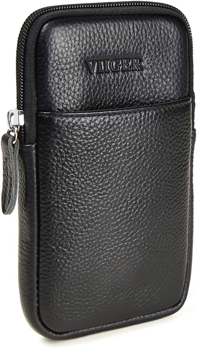 Leather Cell Phone Pouch Cellphone Belt Clip Holster Compatible with iPhone 1...