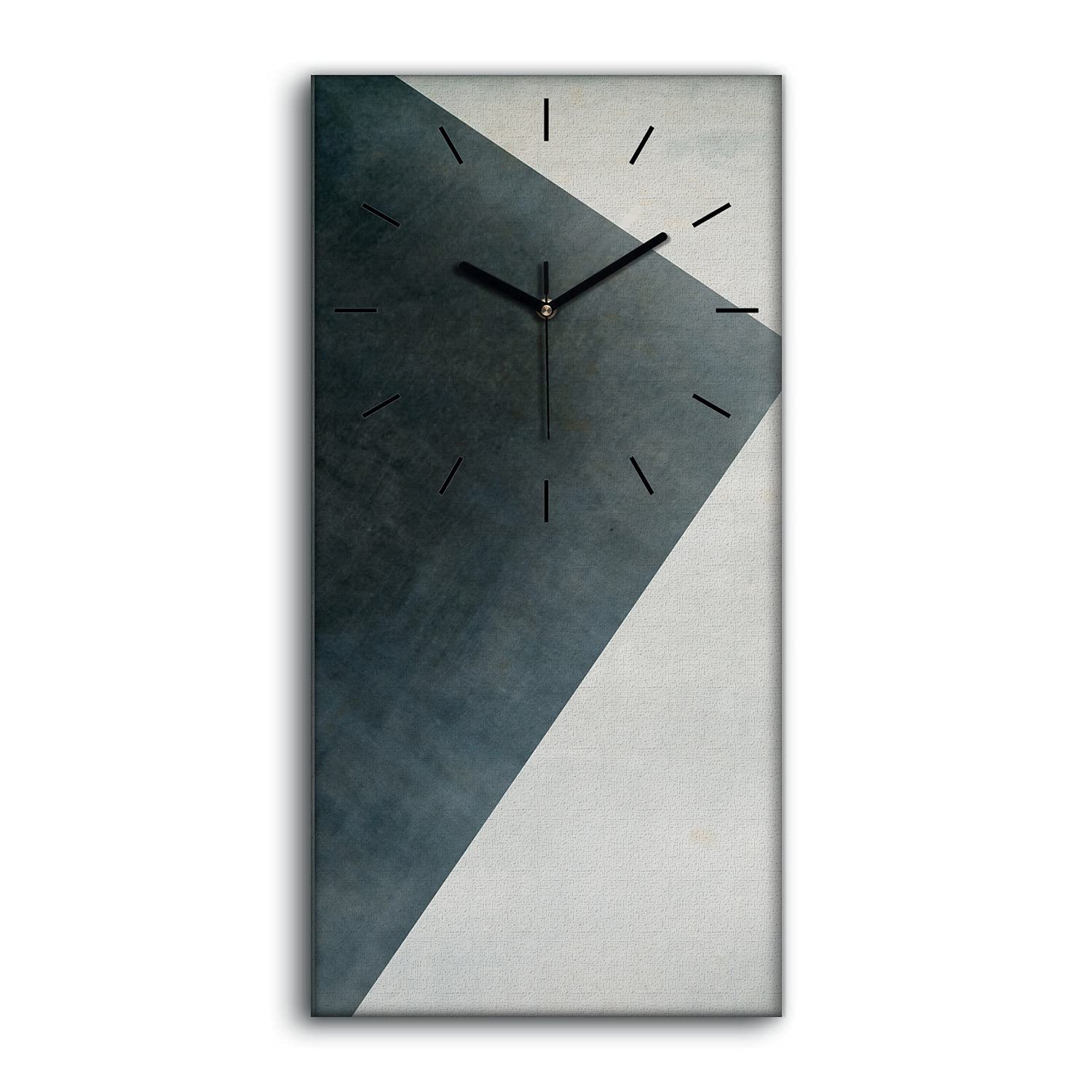 Art mural moderne avec horloge sur toile de triangles géométriques et aiguilles noires 30x60cm