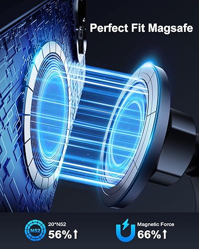 Miniatura 8 de Compatible con iPhone 16 MagSafe Car Mount, nunca bloquea la ventilación, disfruta de la comodidad de AC 20 imanes fuertes Soporte magnético para
