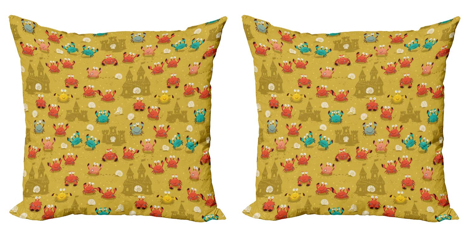 ABAKUHAUS Granchi Federe Cuscini Set di 2, Cartoon Blue Coral Reef