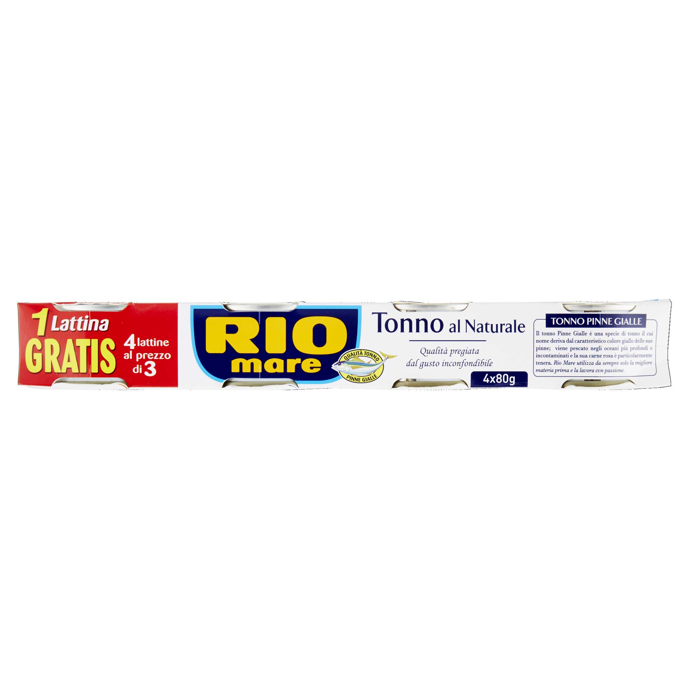 Rio Mare Aletas amarillas de atún al natural, 1% de grasa, 12 latas de 80 g