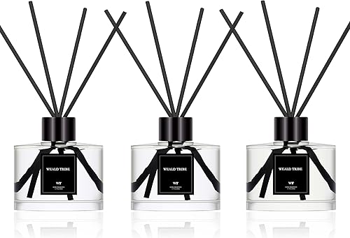 Juego de 3 difusores de varillas para ambientadores de baño, varillas difusoras de aceite, aroma a gardenia, lavanda y eucalipto, jazmín y lirio