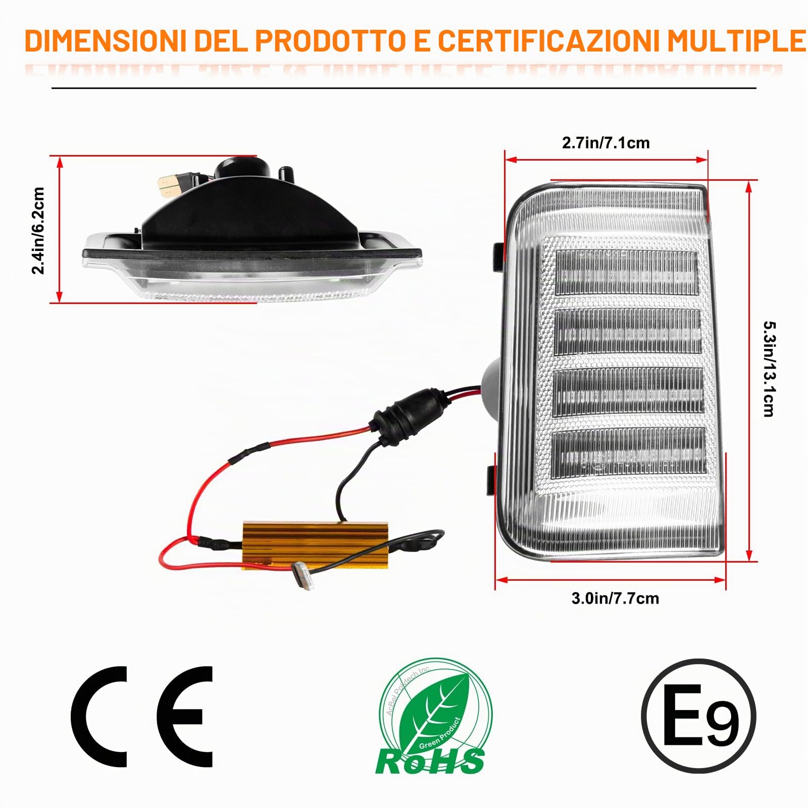 POPMOTORZ Led Indicatori di Direzione Specchietti, 2 Pezzi Frecce LED Specchietto 2835 SMD Trasparente con Canbus Senza Errori per Boxer Fi-at Ducato Ram Promaster C-itroen Jumper Relay
