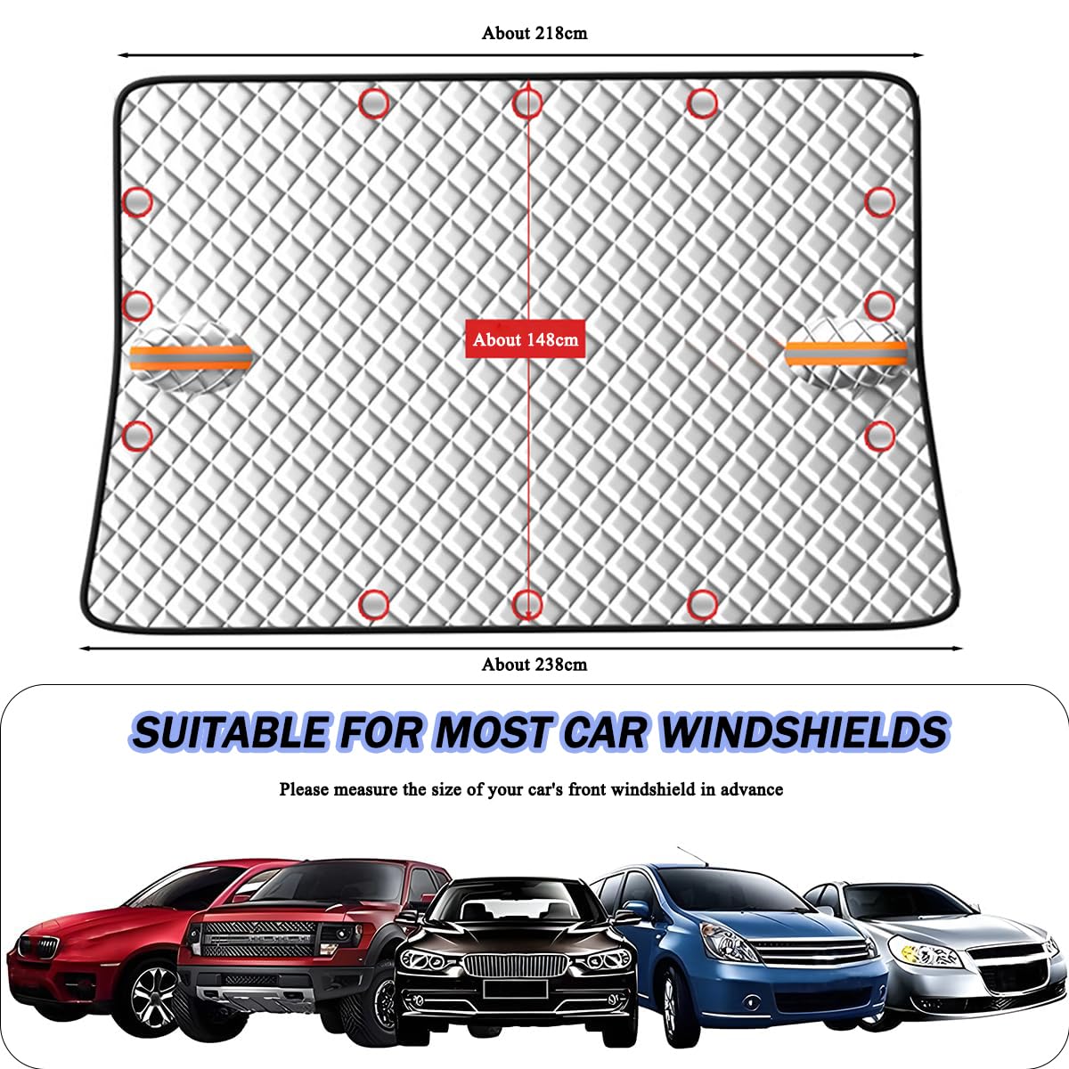 Couverture Pare Brise Voiture pour Peugeot Traveller, Magnétiques Housse de Protection Contre La Neige pour Pare-Brise de Voiture Anti-Glace Anti-UV