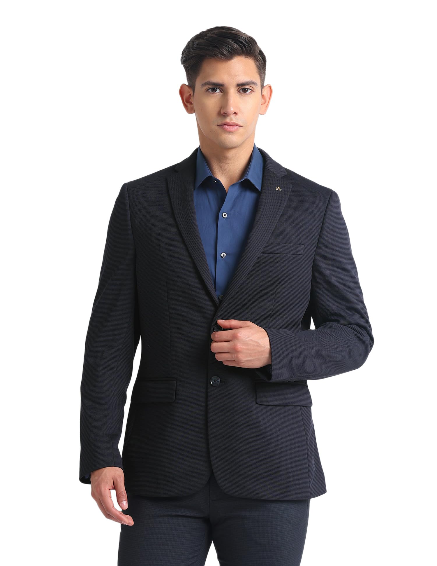 arrow Mens Blue Solid Long Sleeve Polyester Slim Blazer-picture-12