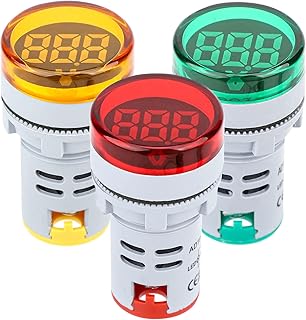 DROK AC 500V Voltage Meter, 3pcs AC 50-500V 110v 220v Voltage Monitor Digital Larger LED Screen Voltmeter Volt Detetor Green Red Yellow Signal Indicator Light Panel