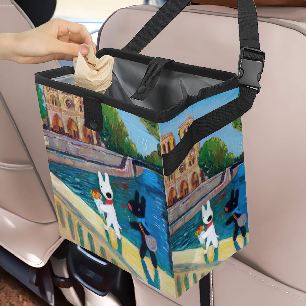 Amazon.co.jp: リサとガスパール 車用ゴミ箱 車用収納ケース おしゃれ リサとガスパールミニゴミ箱