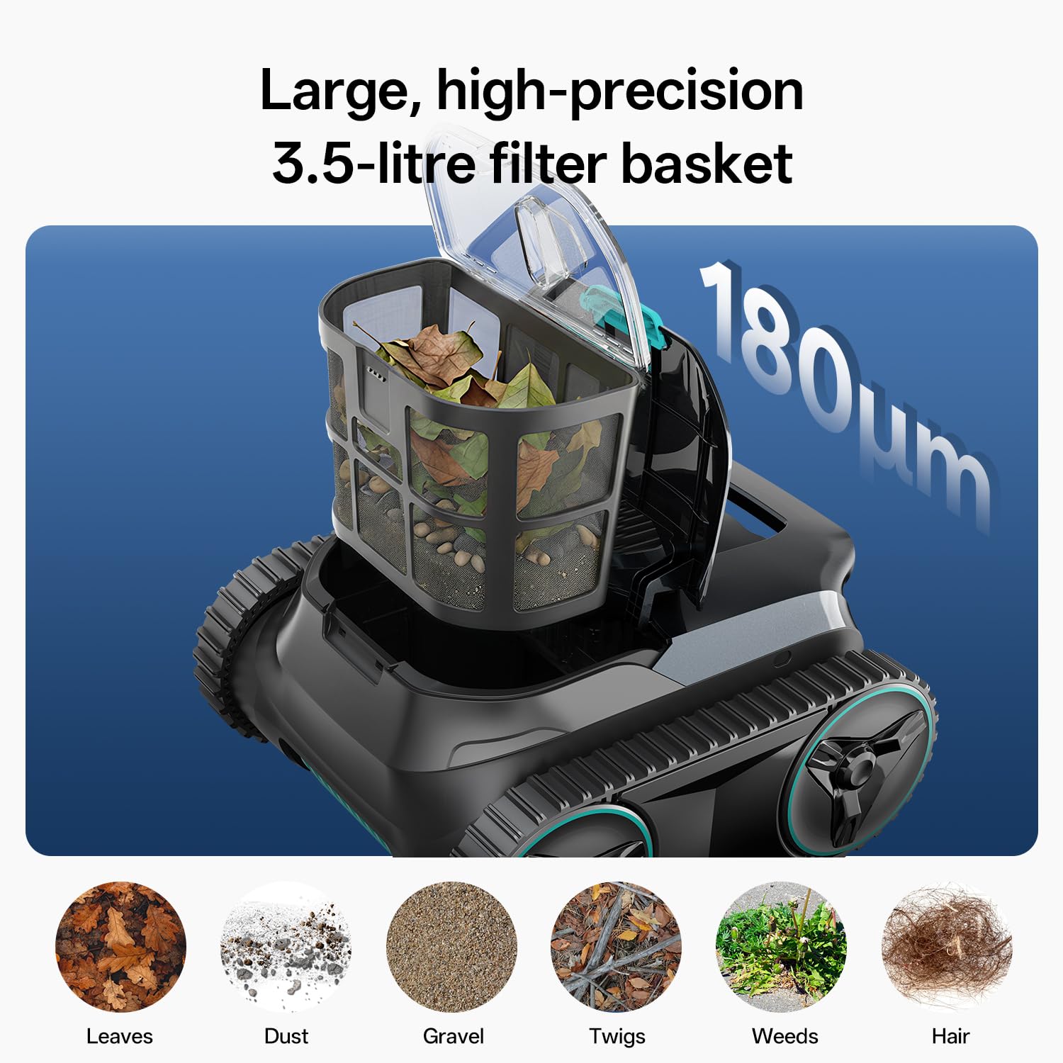 Ultenic Pooleco 30 robot basenowy, ściany i linia wody, 240 min, ultrafiltracja, inteligentna nawigacja, aplikacja i aktualizacje OTA