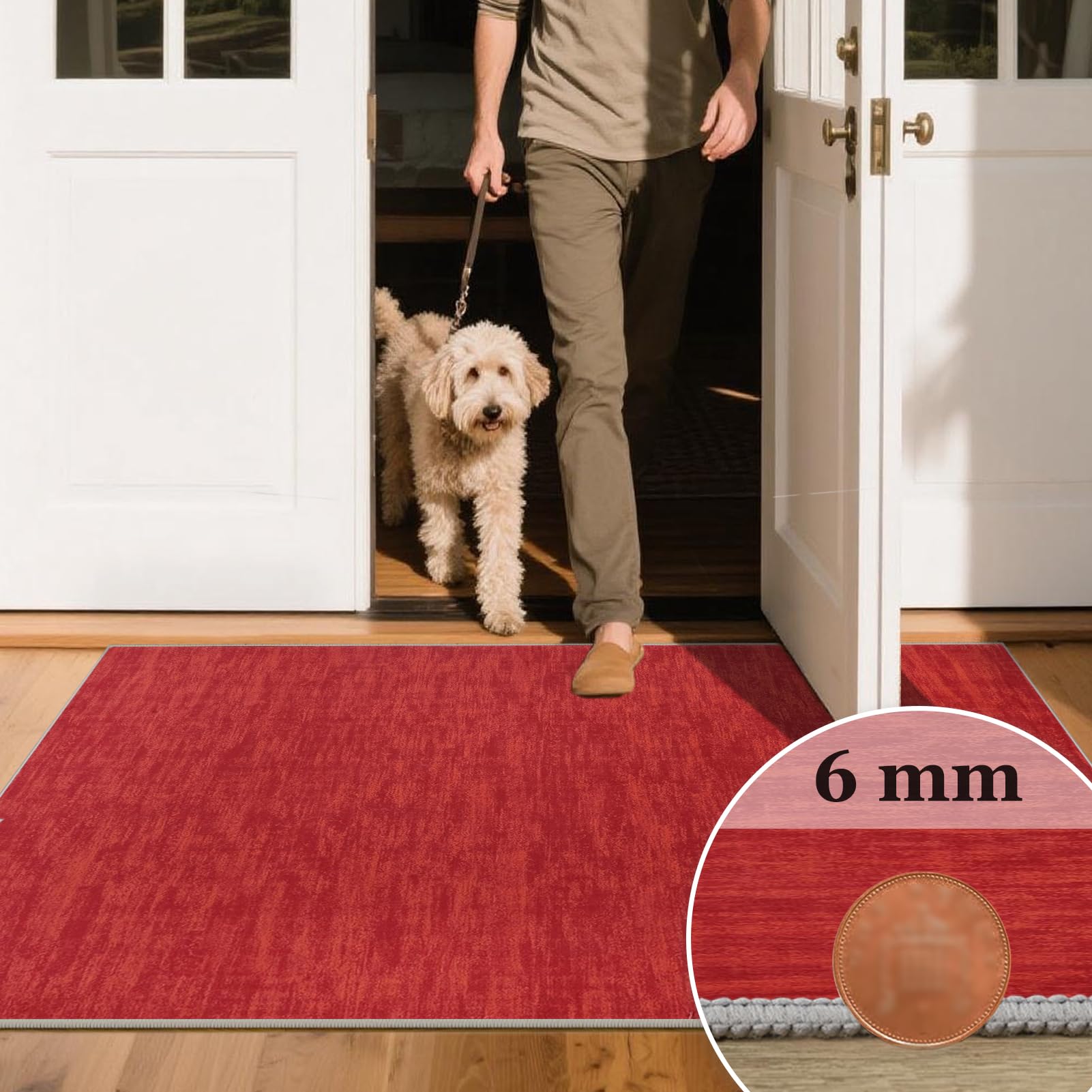 Gang tapijt, hal, loper, tapijtloper, loper, voor in de gang, antislip, rood, wit, zwart, geometrische gang, keukentapijt, wasbaar, per meter, lange gang, slaapkamer en woonkamer
