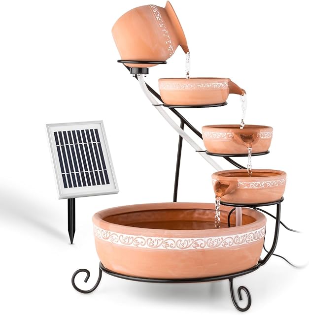 Blumfeldt Empoli Solar Cascade Fountain Terracotta (5 Stages, 200 l/h, 2W, LED)