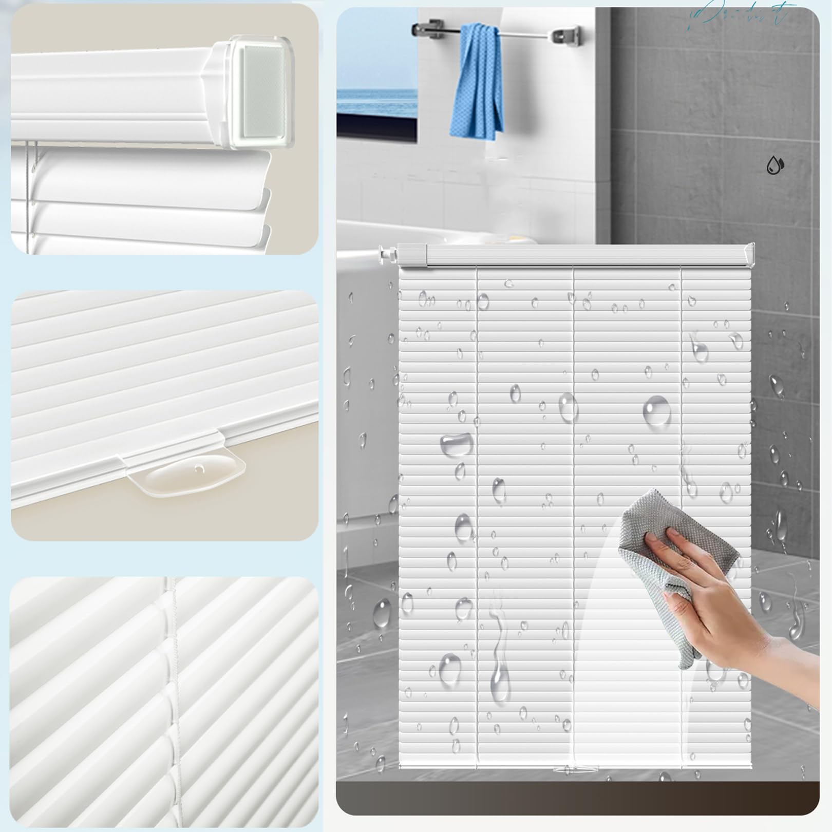 Bezprzewodowe aluminiowe żaluzje weneckie w rozmiarze Cum Size, bez wiercenia, bez narzędzi, zaciemniające, do domu, biura i salonu, ochrona prywatności i światła, 80 x 200 cm