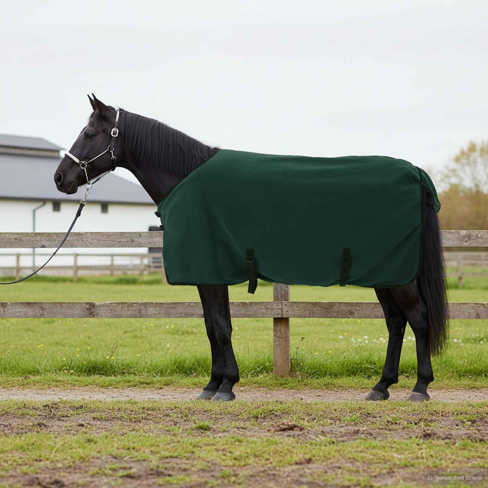 Manta para caballo verde oscuro de poliéster, 75 cm, para pastos, establos y exteriores, transpirable, impermeable, resistente a desgarros, cálida y fácil de limpiar, con funda extraíble para