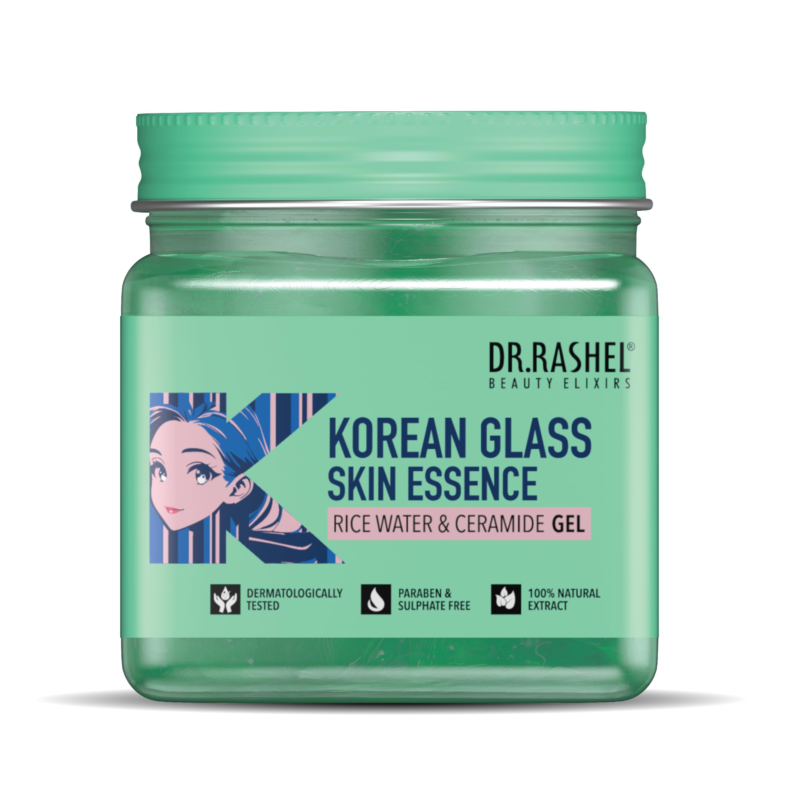 DR.RASHEL Korean Glass Skin Gel | With Ceramide and Rice water | Lightweight Hydrating Gel | Brightening & Pore Minimizing | Radiant Smooth Skin Care | 380ml