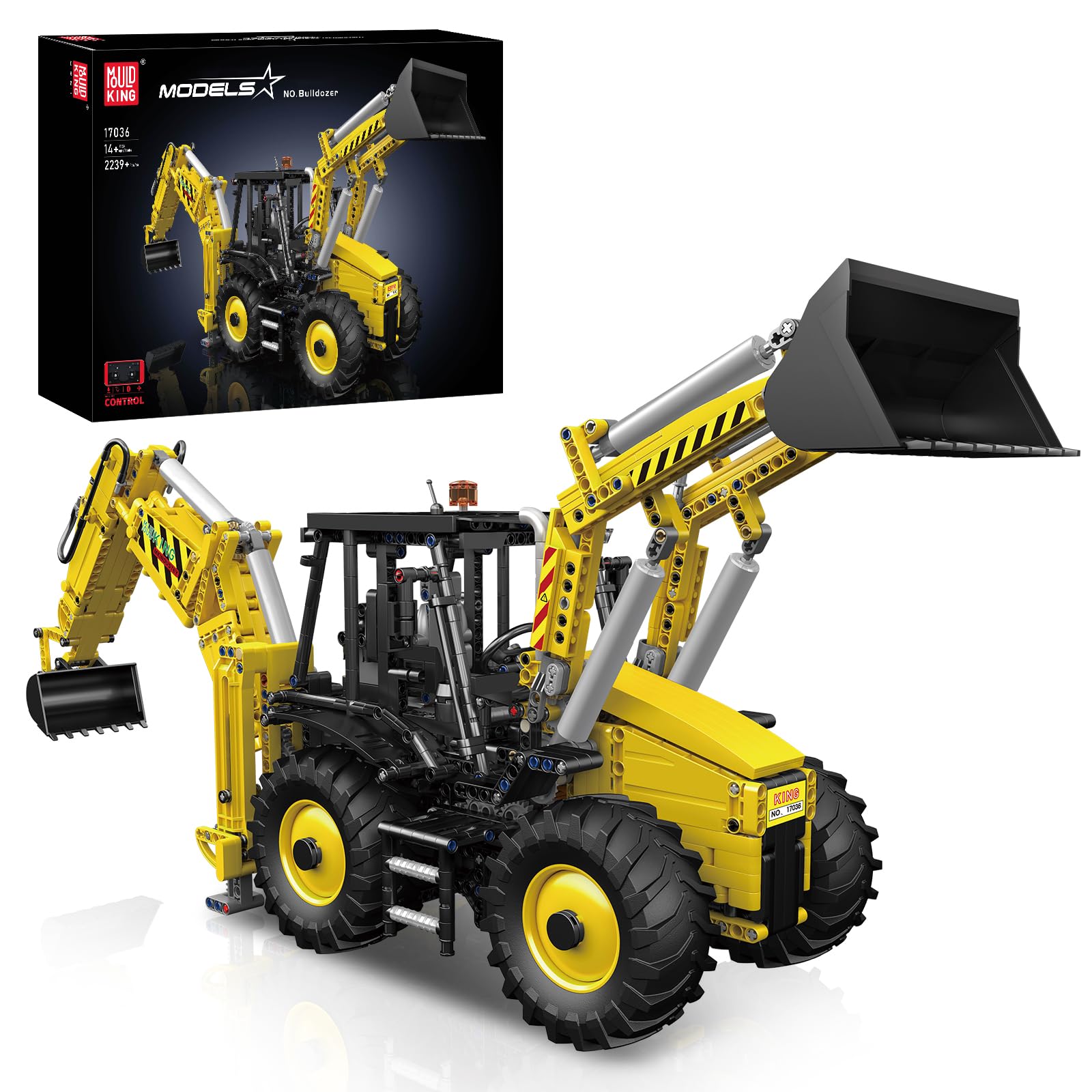 Mould King 17036 Excavadora y Bulldozer 2 en 1 - Kit de excavadora y bulldozer teledirigido para adultos, modelo de camión teledirigido con motores (2239 piezas)