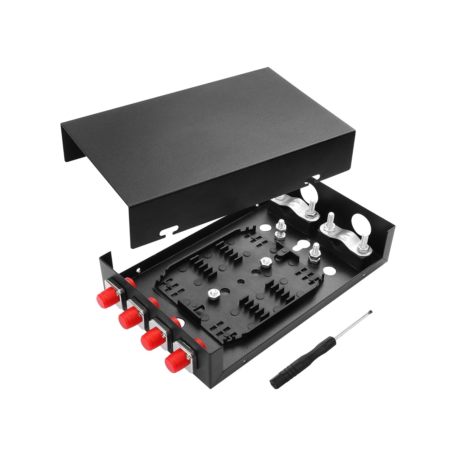 PNGKNYOCN FC Fiber Optical Terminal Junction Box，4 Port Wall Mount Fiber Optic Junction Iron Box Includes 4 FC Connectors