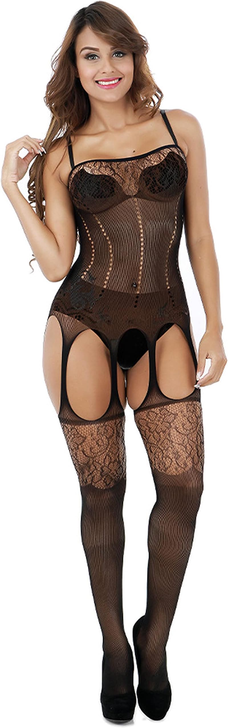 Gopalvilla Women's Polyimide and Elastane Full Body Stocking (MS_2019_Black_Free Size), Black, One size