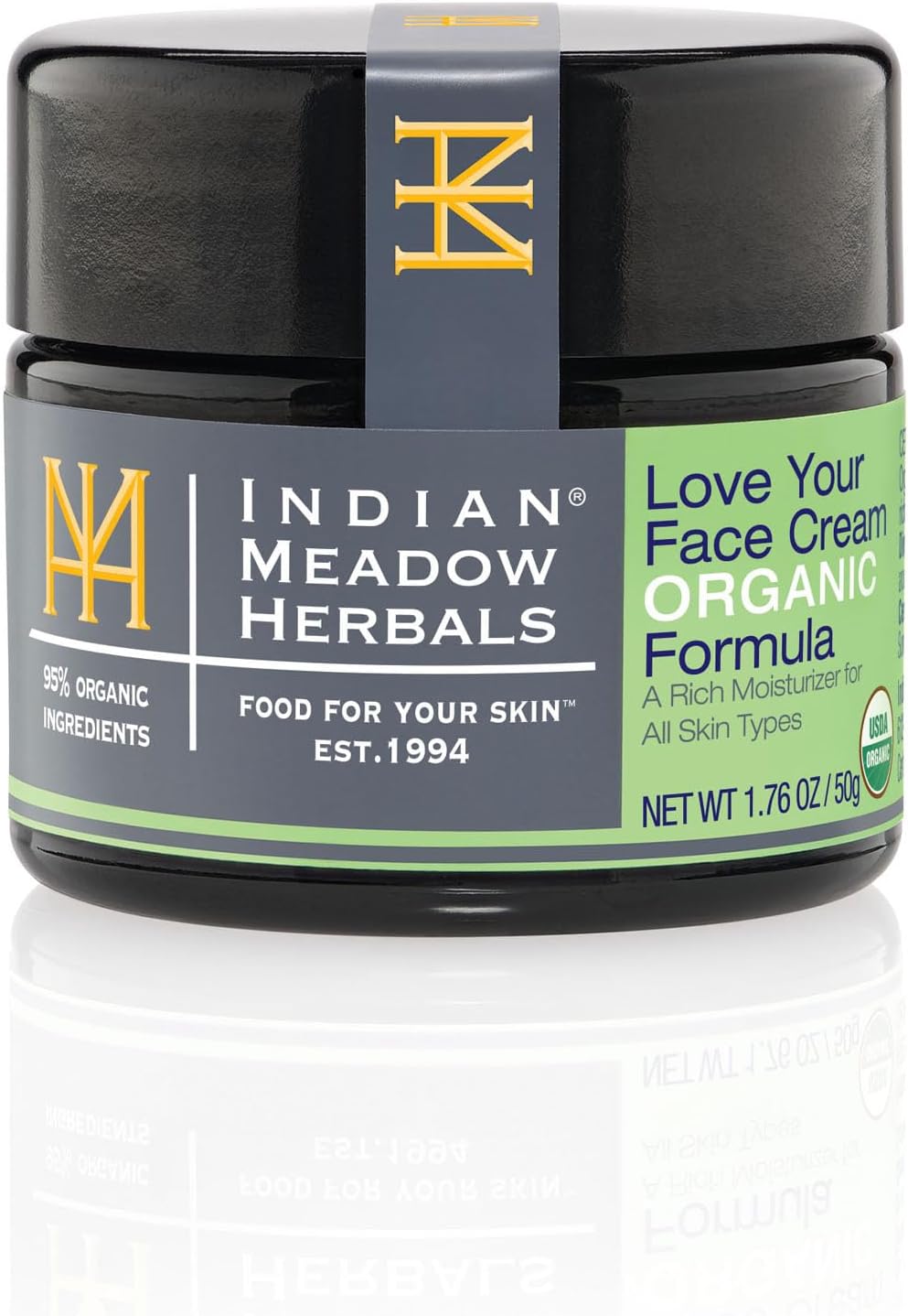 Indian Meadow Herbals Love Your Face Cream Organic Formula (2oz) - Deep Penetrating Rich Moisturizer Cream - Petroleum-Free Skin Repair Cream for All Skin Types. USDA CERTIFIED ORGANIC.