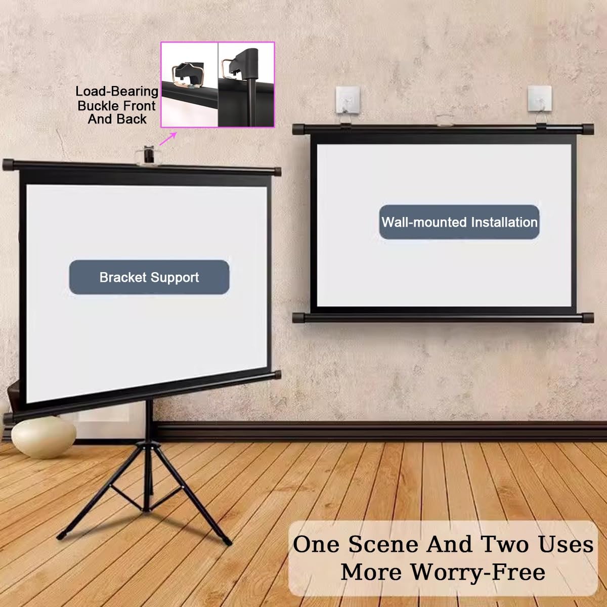 60 Pouces Écran De Projection sur Pieds 72 Pouces Écran pour Projecteur Intérieur Et Extérieur HD Toile Projecteur sur Trépied 4:3 16:9 pour Films Ou Présentations(60inch(4:3))