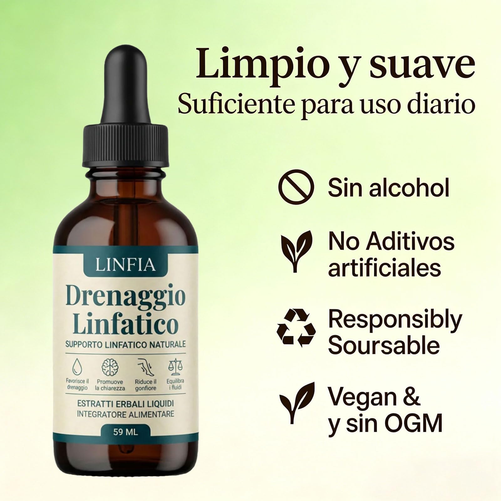 Linfia Drenaje Linfático Gotas, 2026 Nuevas Gotas de Drenaje Linfático para linforia, Naturales a base de hierbas, Senza Glutine, para hombres y mujeres (2)