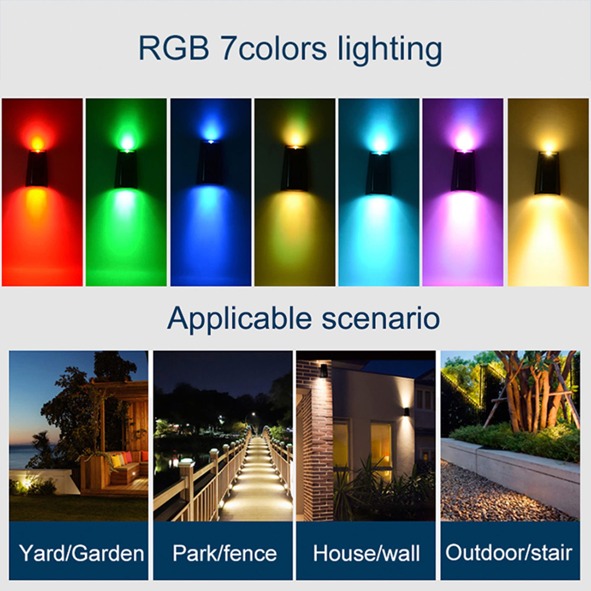 GWMWON Luces solares de jardín de decoración, iluminación cambiante de Color RGB 7, lámpara de Pared Impermeable IP65, iluminación Solar escaleras de Valla de Pasarela,6 Pack